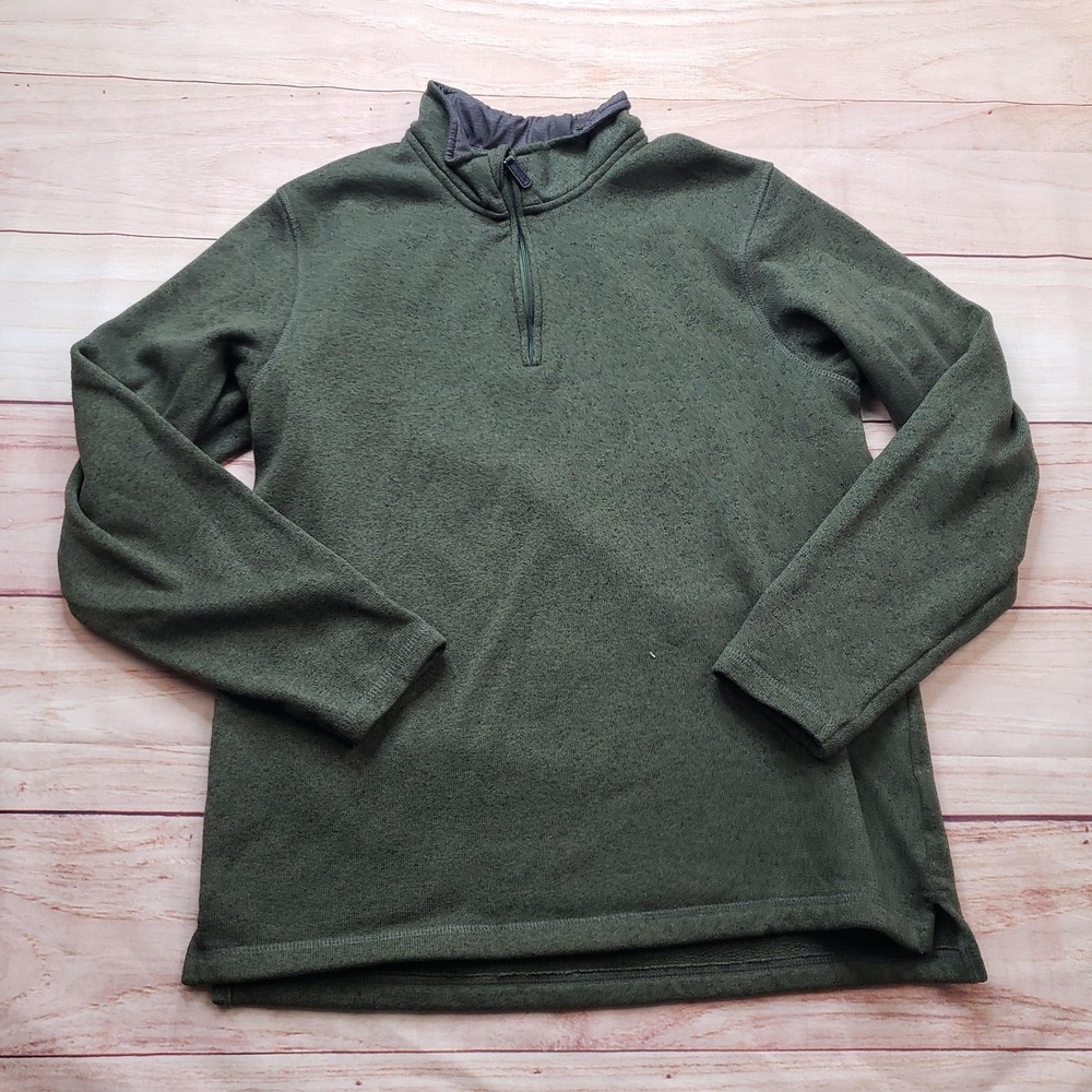 Wrangler Sweatshirt Mens Large‎ Green Pullover 1/4 Zip Fleece Mock Neck